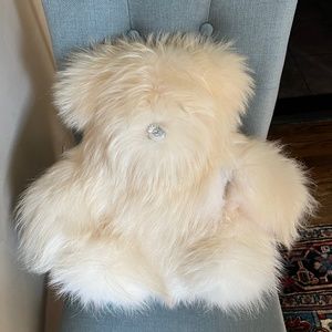 Helen Yarmak White Raccoon Fur Crystal Eye Teddy Bear